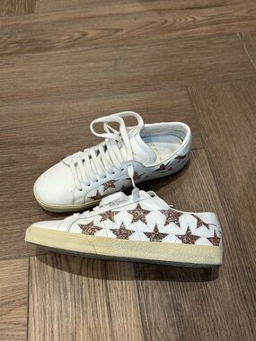 Saint Laurent Star Leather Low Top Sneaker Off White Rose size 36.5